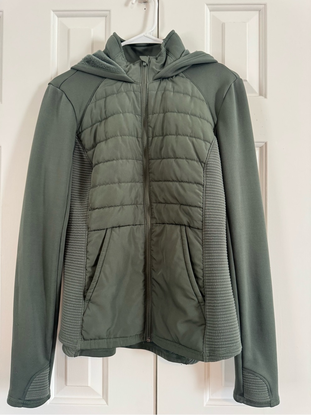 TEK GEAR Olive Green Quilted Hooded Jacket